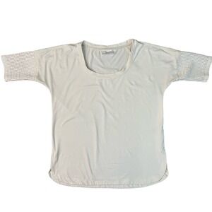Calia Limited Edition Athletic Scoop Neck Top, Short Mesh Sleeves, Cream, Medium
